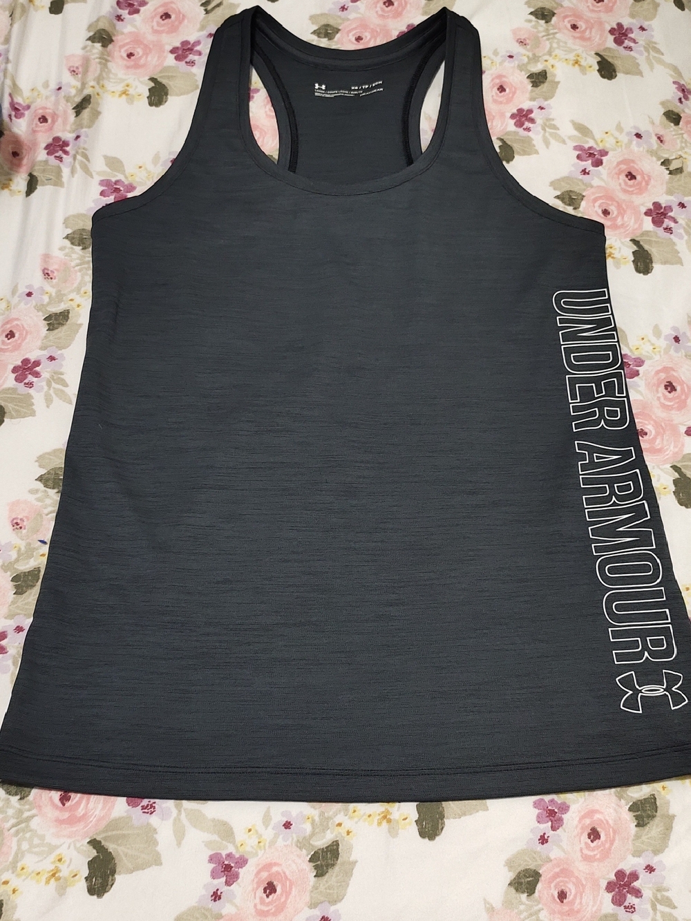 Under Armour Women's Charcoal Gray Racerback Tank with Side Logo - New